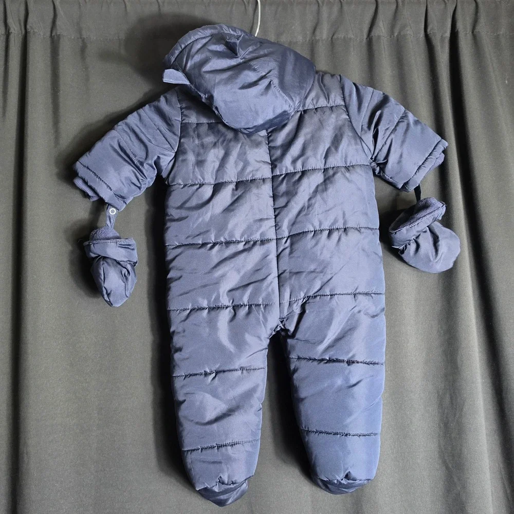 Love by Place Navy Blue Hooded Pram Suit Bunting 6-9 Months NWT Toggle Puffer